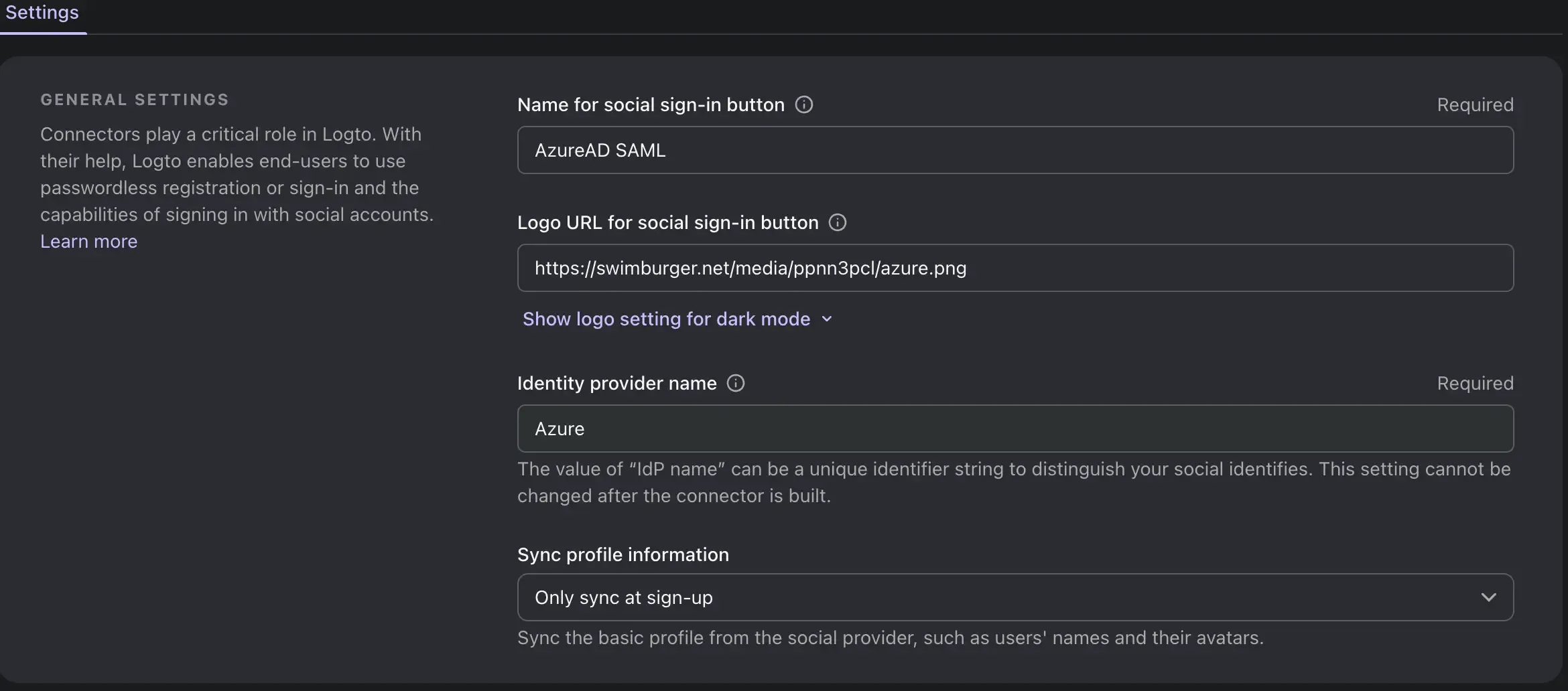 Algemene informatie van de connector