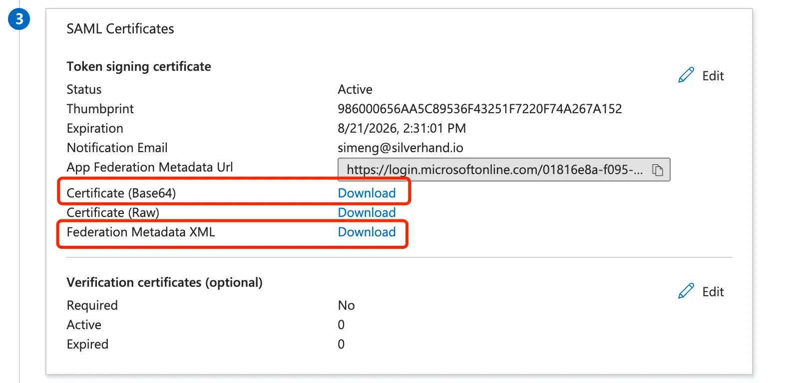 Télécharger les métadonnées et le certificat IdP