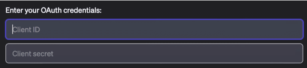 ChatGPT plugin OAuth credentials