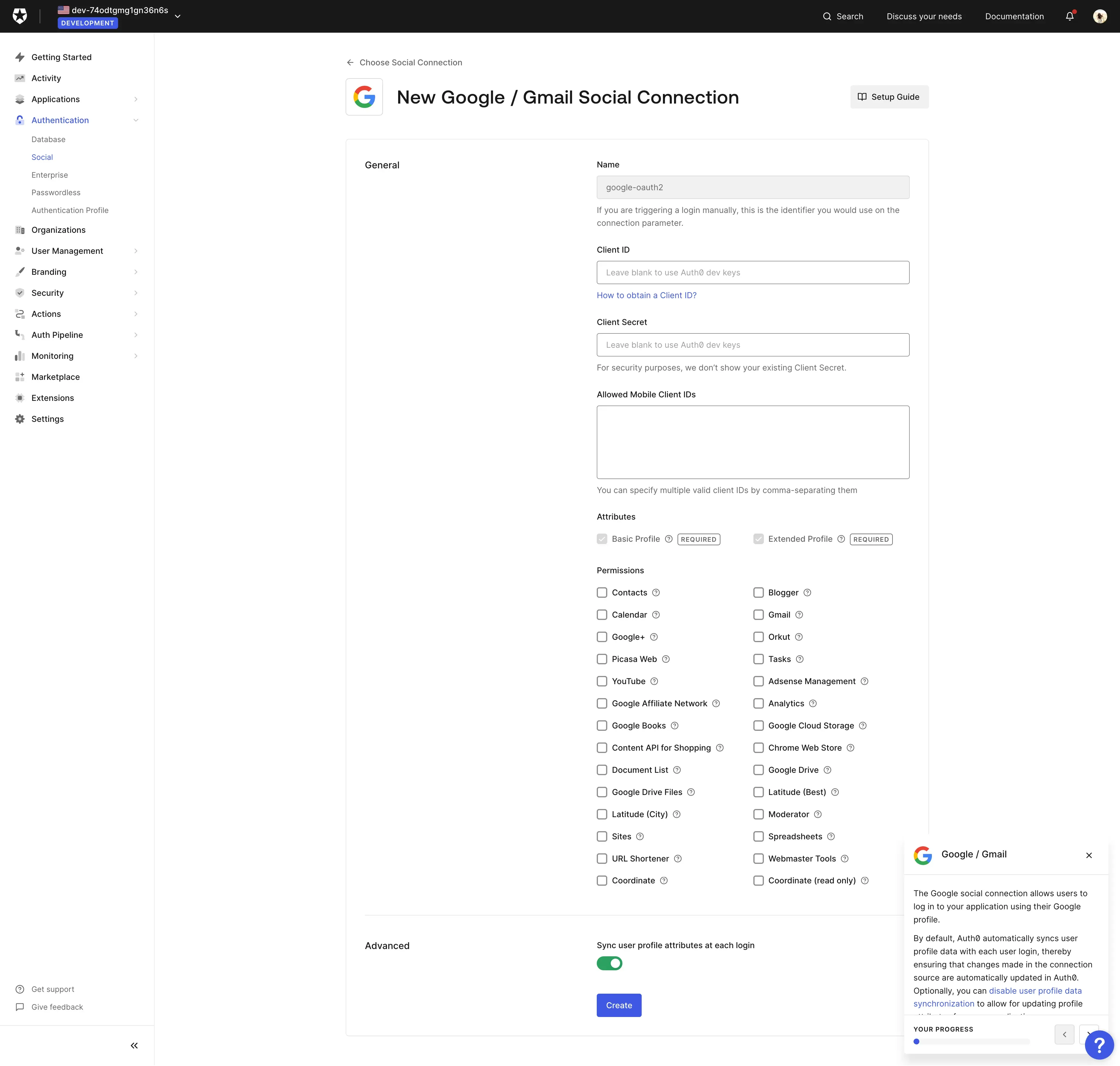 Configuração de conector Auth0