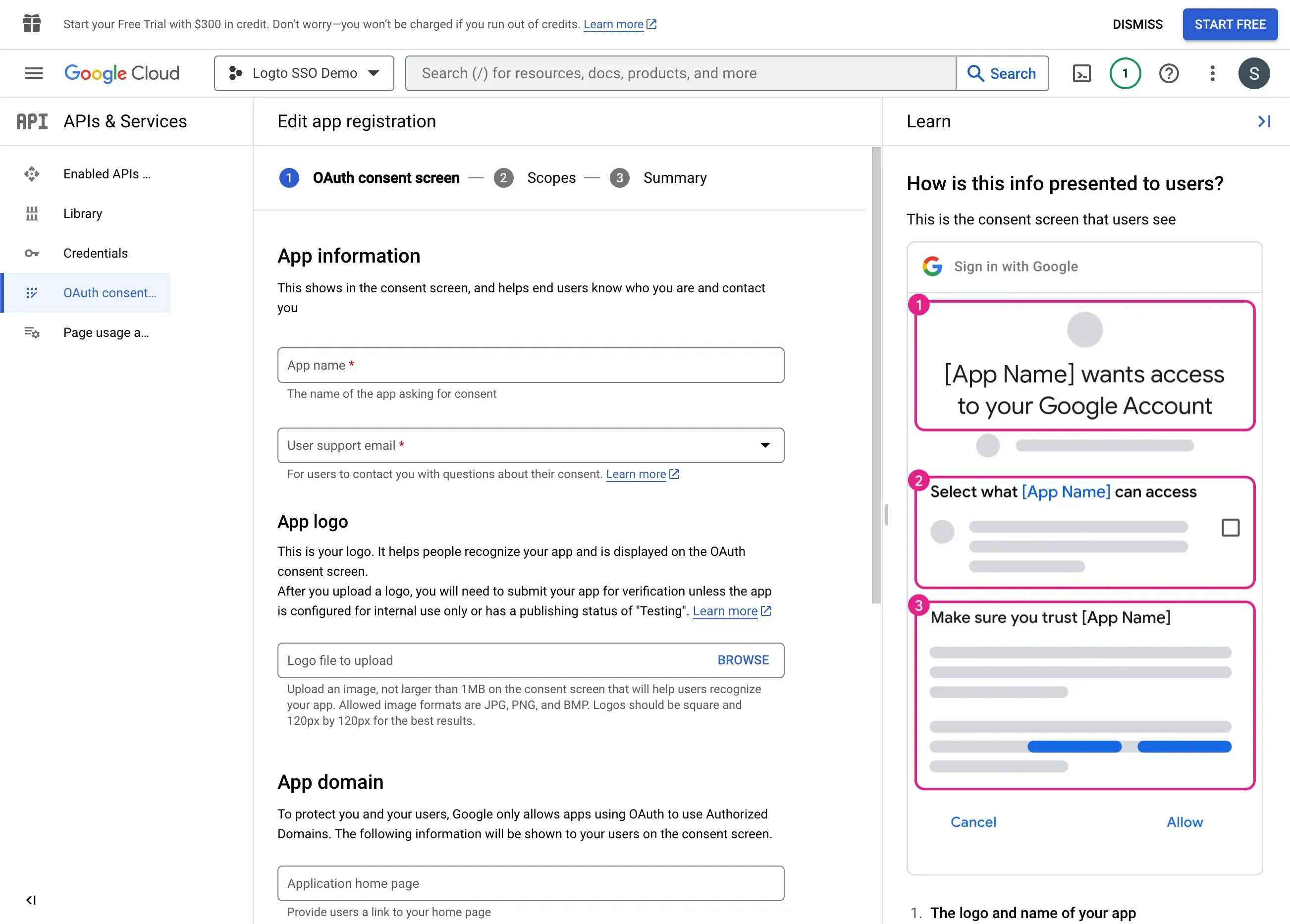 Configuración de consentimiento de OAuth