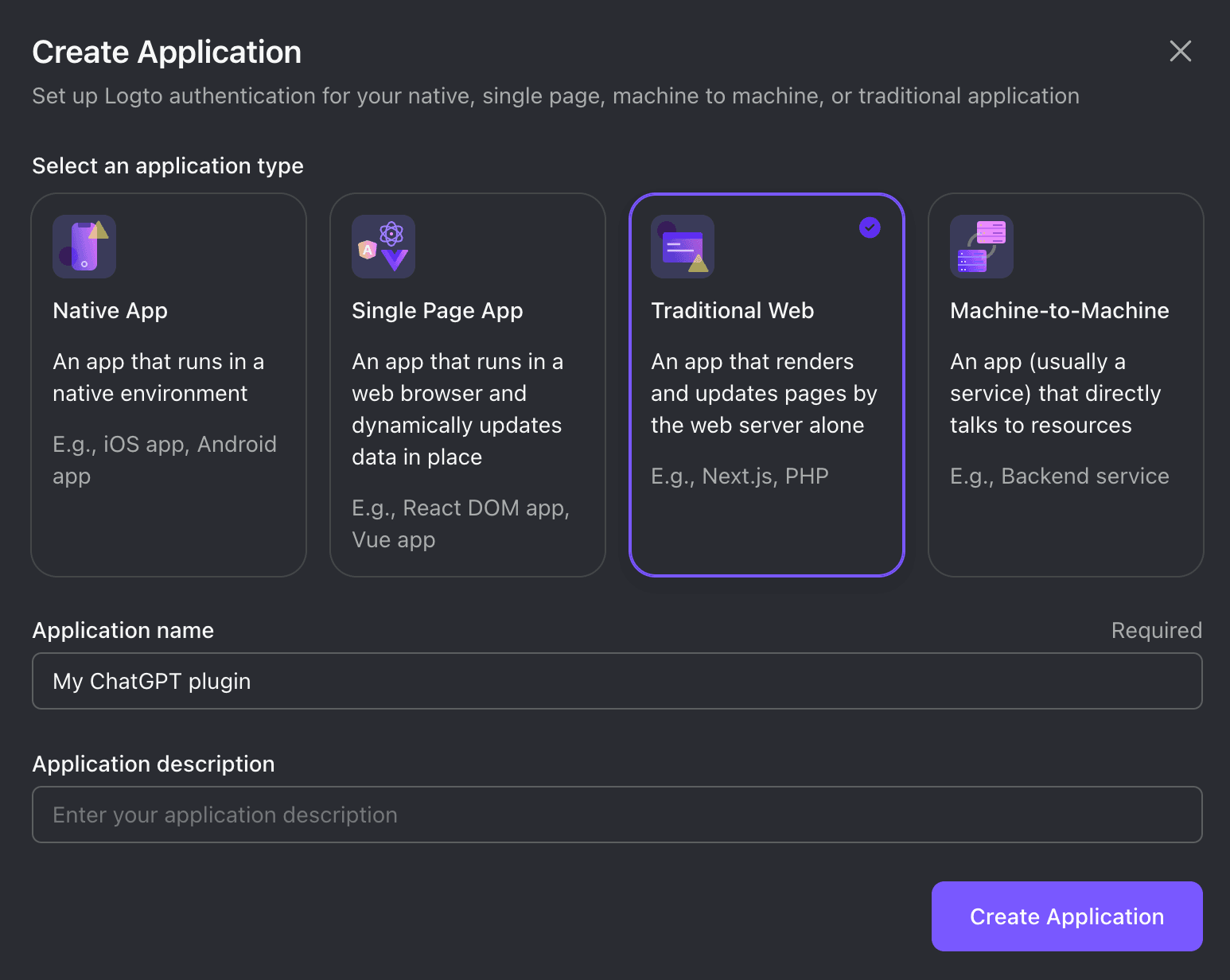 Create application