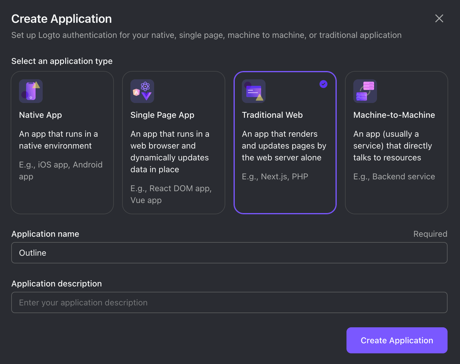 Create application