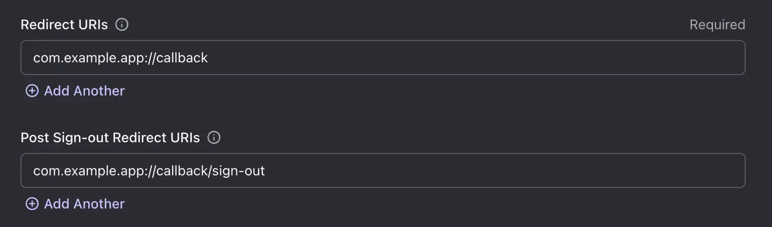 Configuração do URI de redirecionamento do Logto