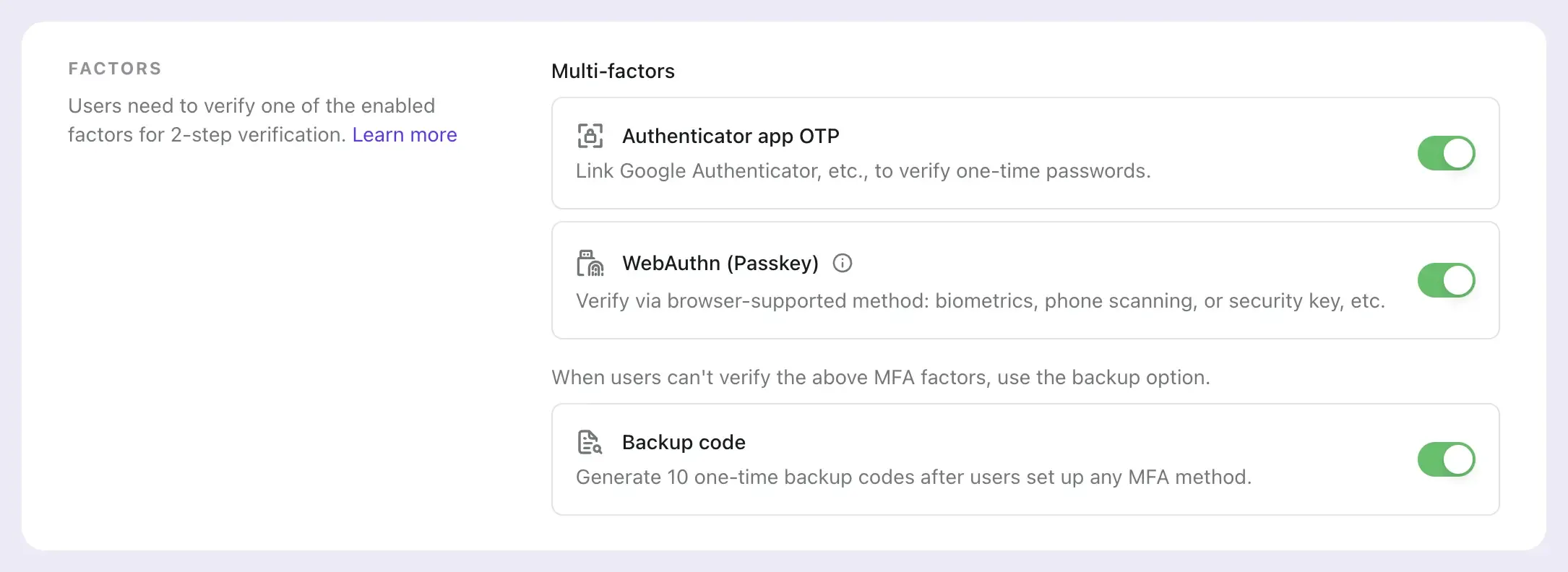 Logto MFA configuration