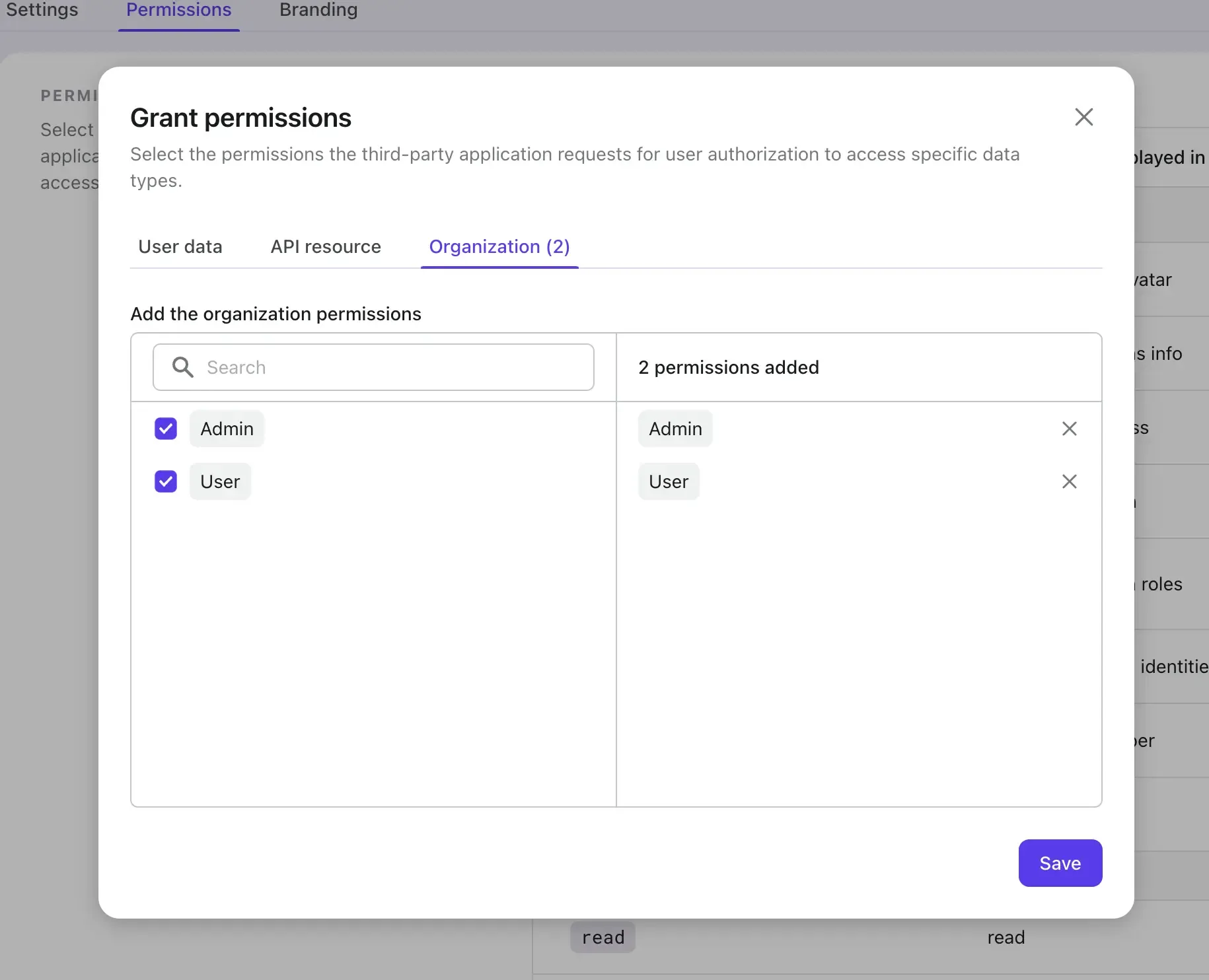 organization permissions