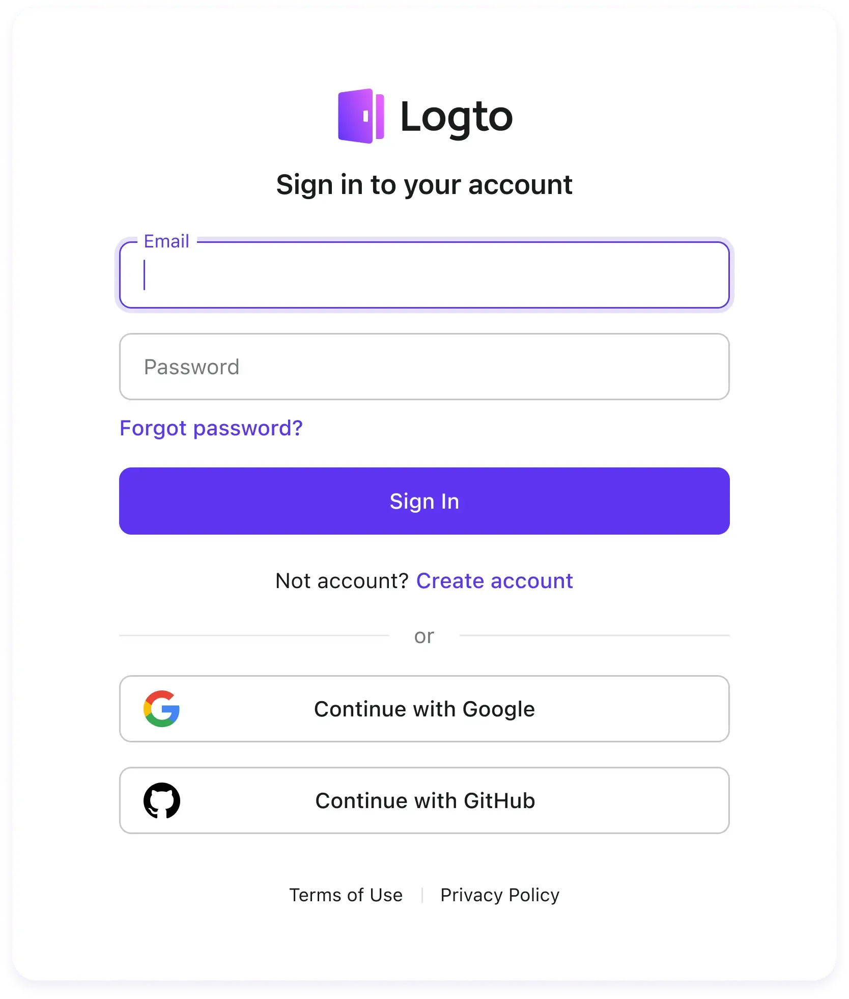 Sign-in screen