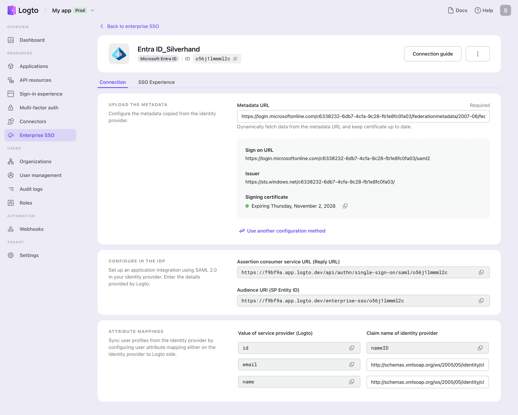 SSO connector configure